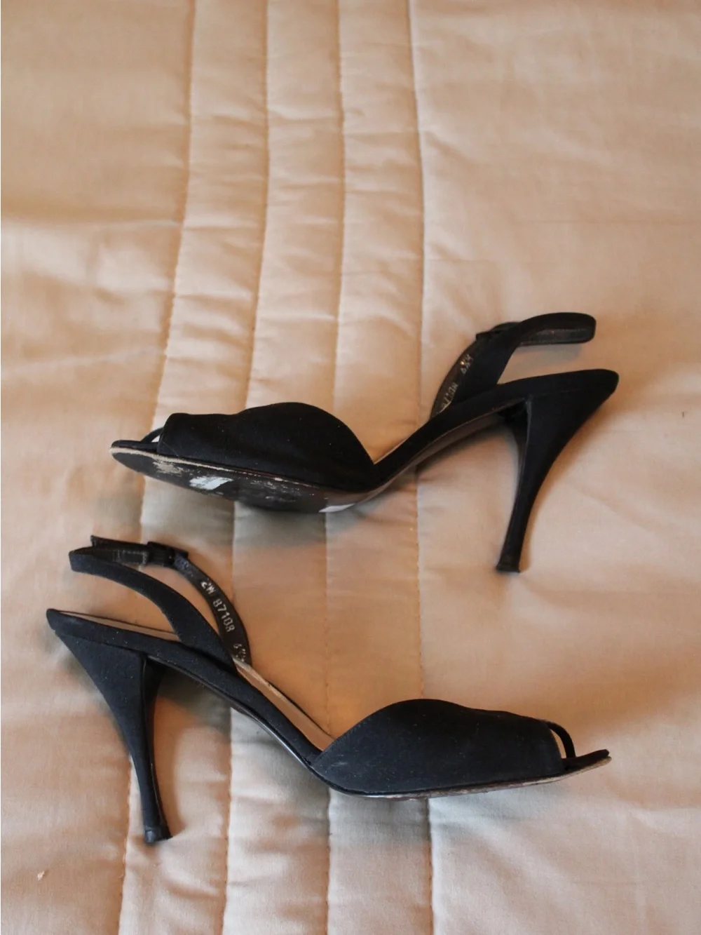 Black Strappy Rhinestone Stiletto Sandals
